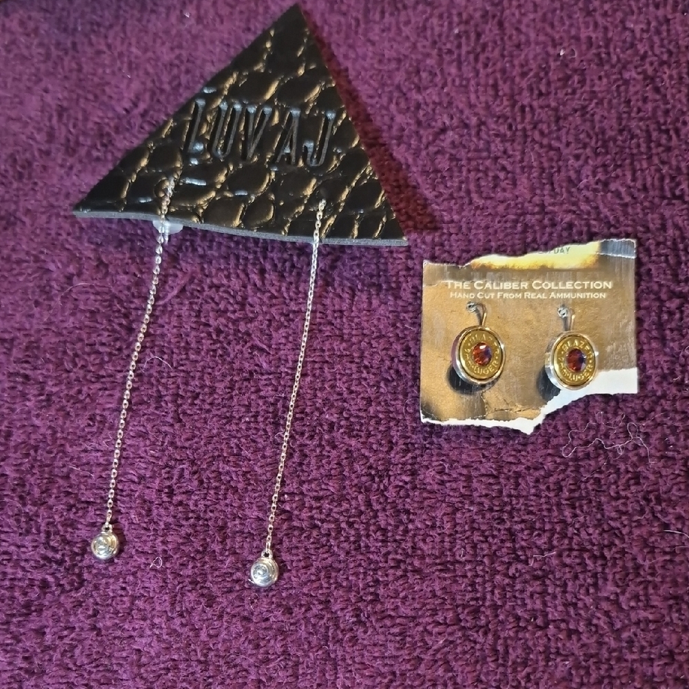 Luv Aj Silver Threader Earrings and Silver Ammunition Earrings Set